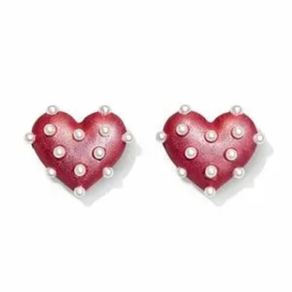 Elegant Red Heart Stud Earrings